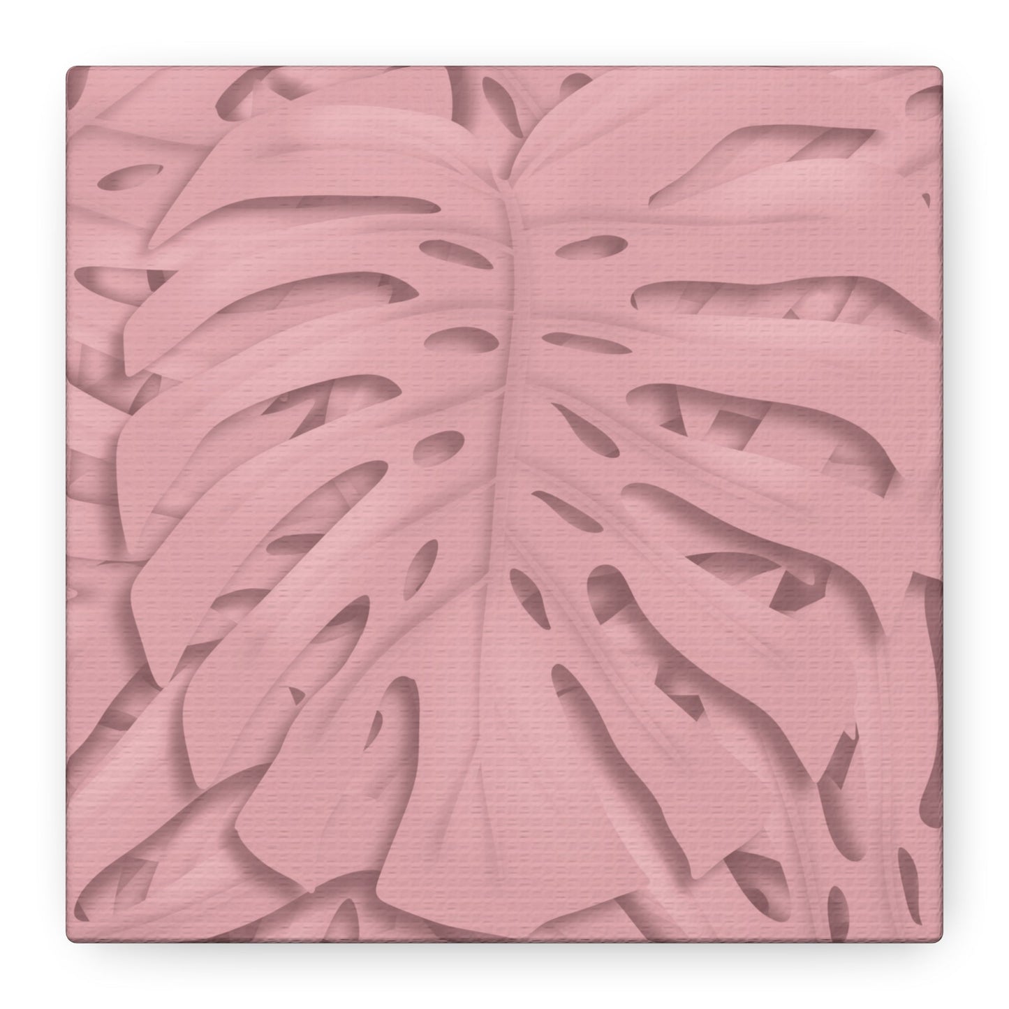 Soft Pink Monstera Canvas Print – Botanical Wall Art