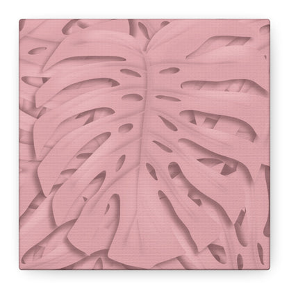 Soft Pink Monstera Canvas Print – Botanical Wall Art