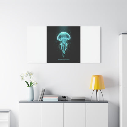 Bioluminescent Jellyfish Art Canvas | Deep Sea Aesthetic, Neon Glow