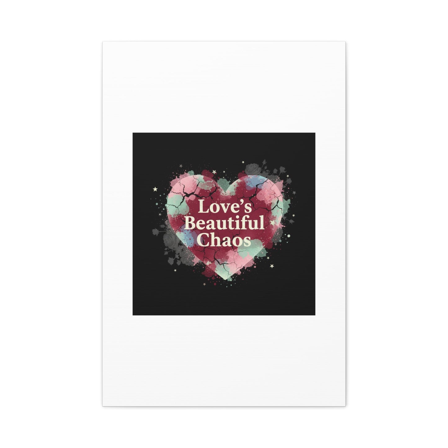 Love's Beautiful Chaos Canvas Print | Soft Grunge Hearts, Distressed Heart Art