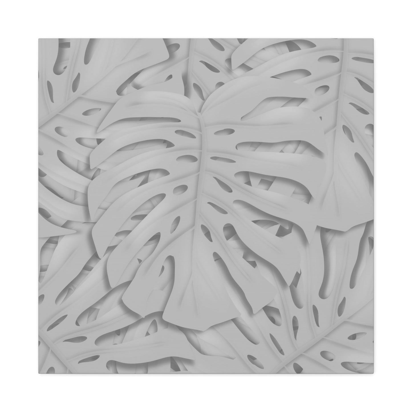 Soft Grey Monstera Canvas Print – Botanical Wall Art