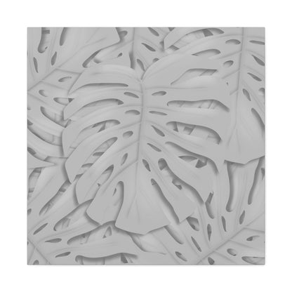 Soft Grey Monstera Canvas Print – Botanical Wall Art