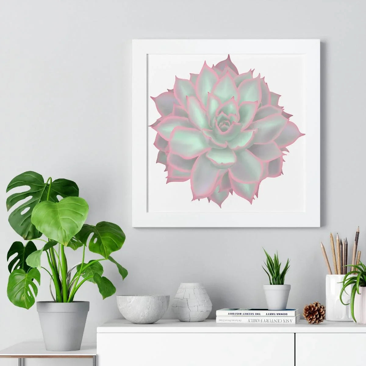 Echeveria Violet Queen Succulent Framed Print – Botanical Wall Art