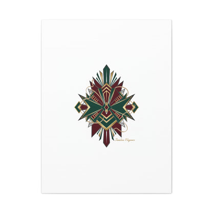 Art Deco geometric brass print Canvas | Neo-Deco chrome & gold fan motif