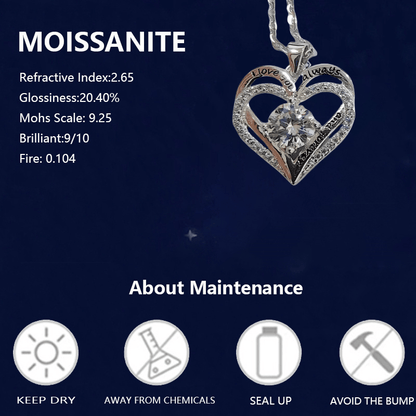 1 Carat Moissanite Heart-Shaped Pendant Necklace - 925 Sterling Silver