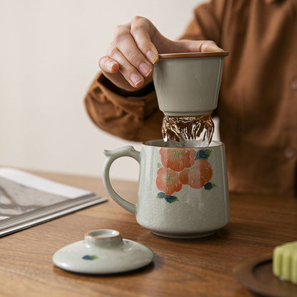 Ge Kiln Persimmon Pattern Ceramic Cup Personal Dedicated