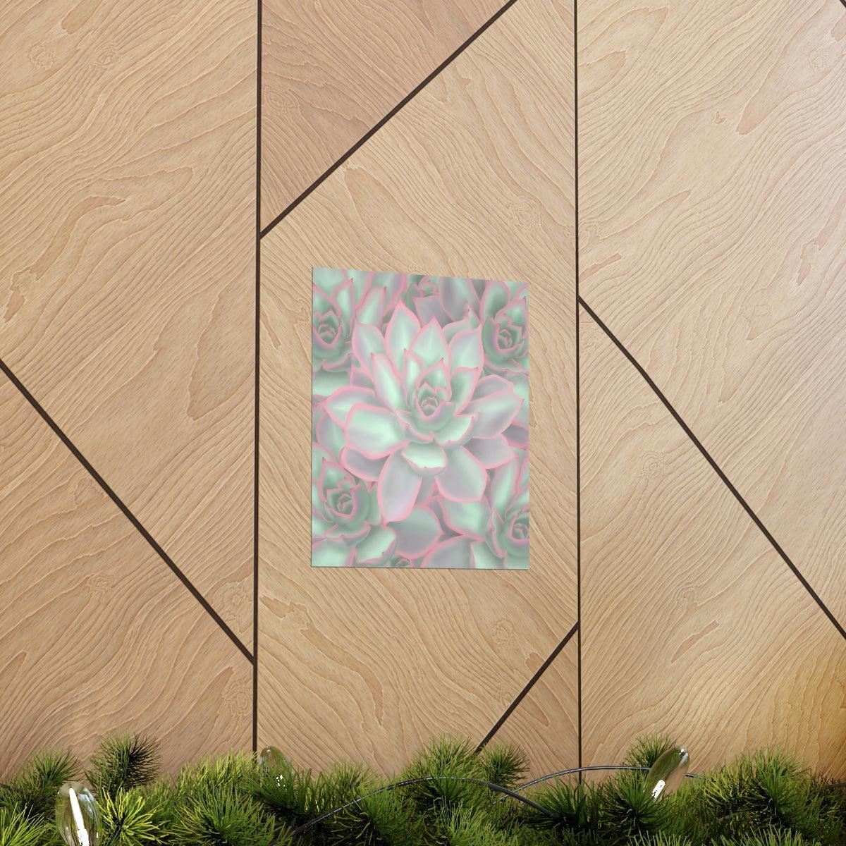 Echeveria Violet Queen Succulent Pattern Botanical Print – Unframed Wall Art