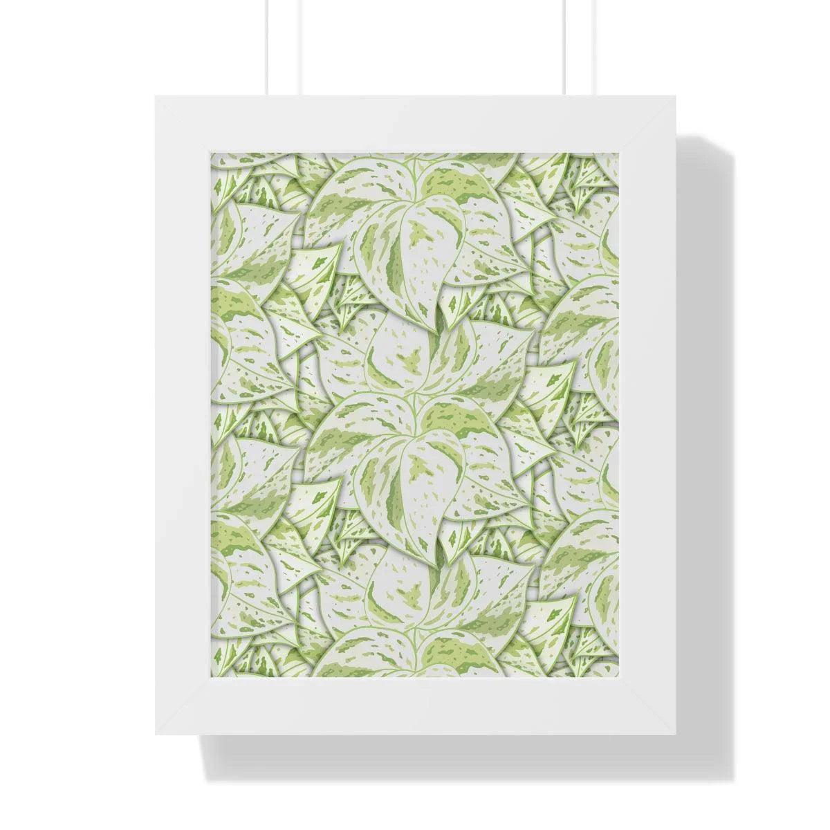 Snow Queen Pothos Pattern Framed Print – Botanical Wall Art
