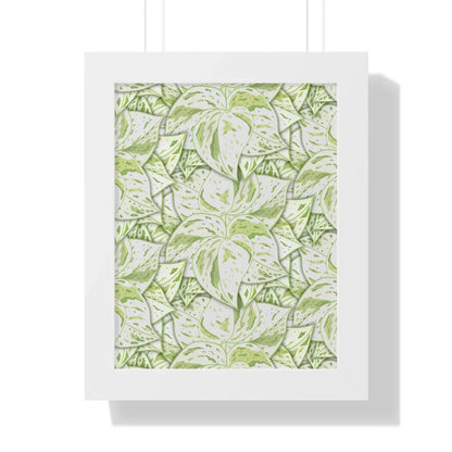 Snow Queen Pothos Pattern Framed Print – Botanical Wall Art