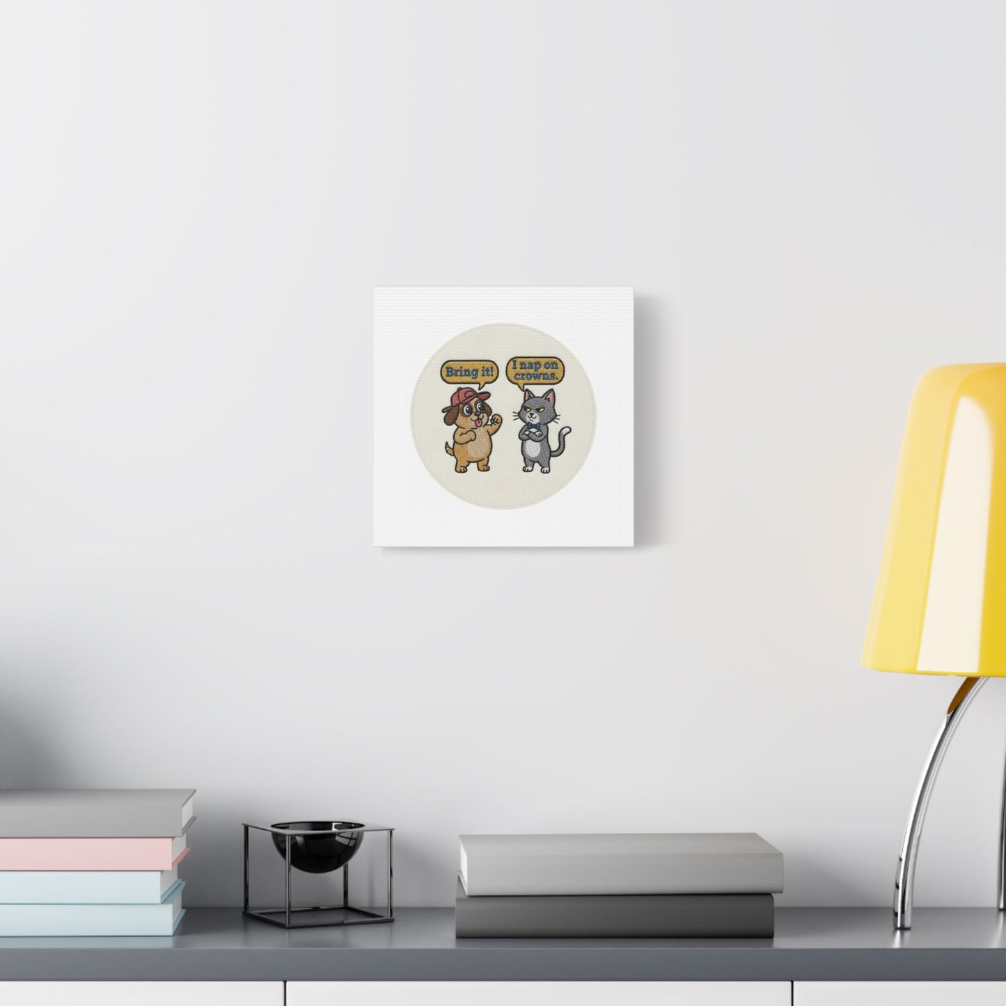 Funny Cat vs Dog Canvas | Pet Rivalry Wall Art