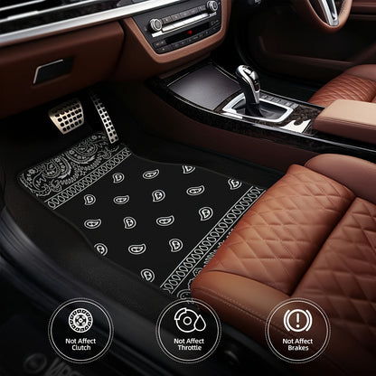 [Black Retro Car Carpets] 4pcs Set Of Black Retro Patterned Car Carpets, Four-season Vehicle Carpets, with Anti-slip Base, Easy to Clean Car Interior Accessories, Suitable for All Car Models