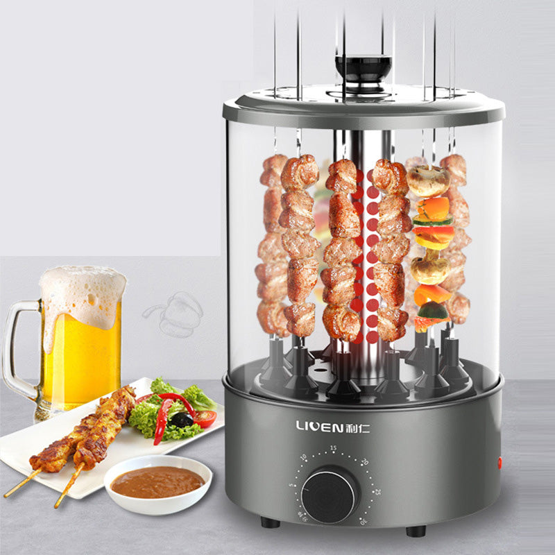 Electric grill automatically rotates