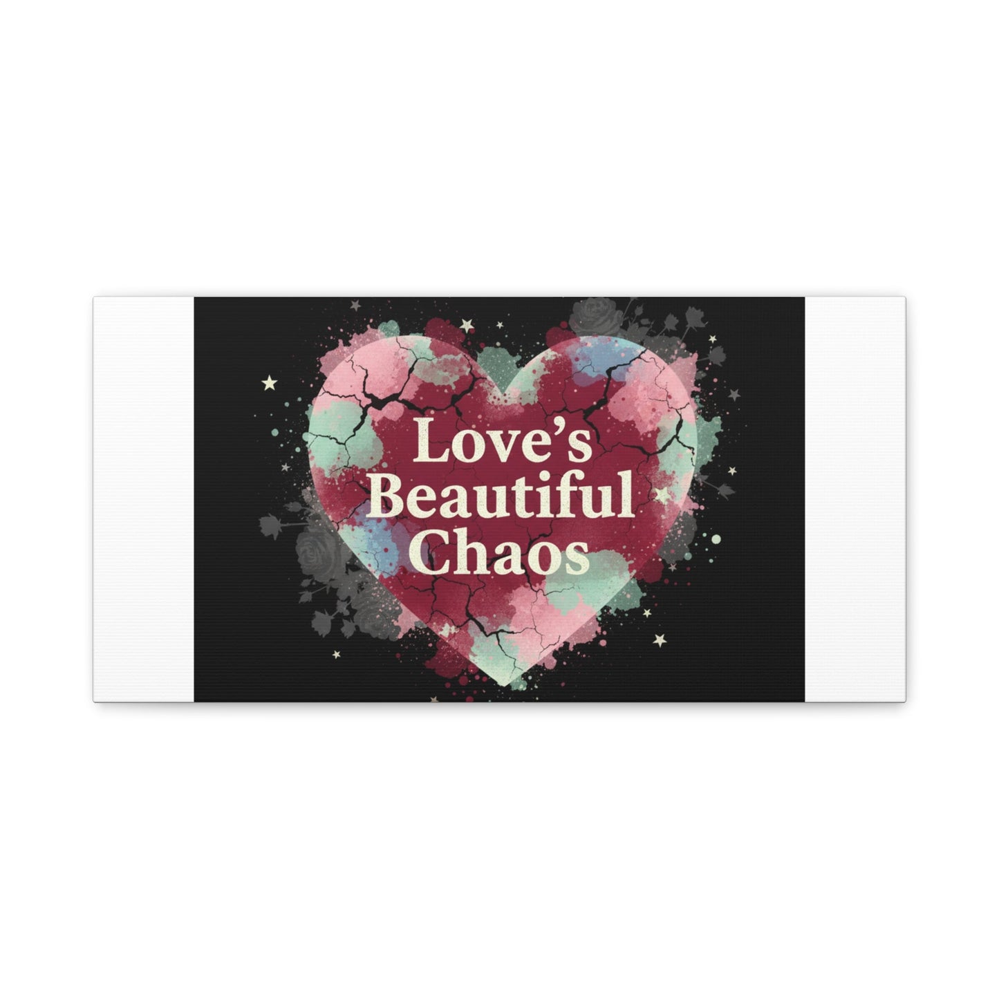 Love's Beautiful Chaos Canvas Print | Soft Grunge Hearts, Distressed Heart Art