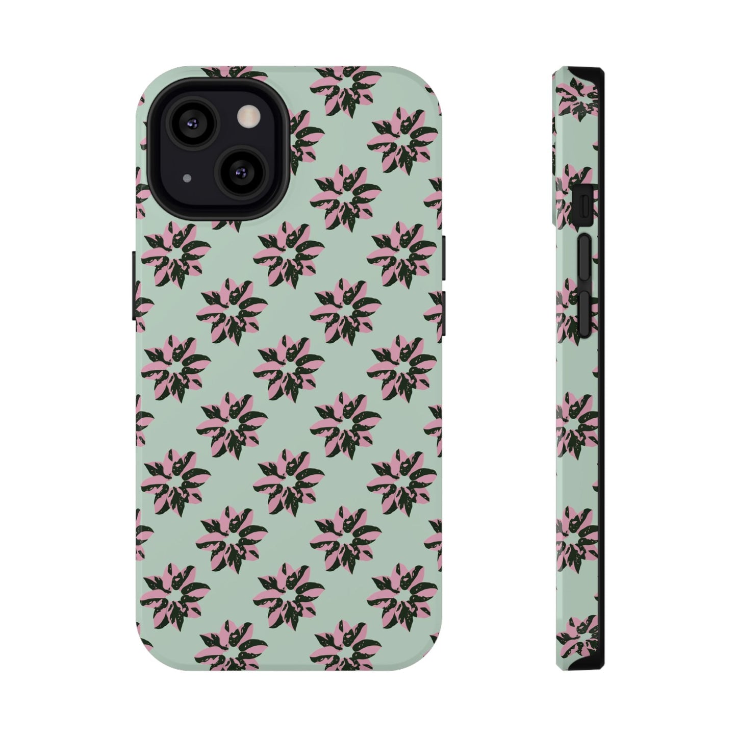 Pink Princess Philodendron Pattern Phone Case – Dual Layer Protective Cover