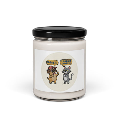 Funny Cat vs Dog Candle | Scented Soy Candle, Pet Rivalry Humor