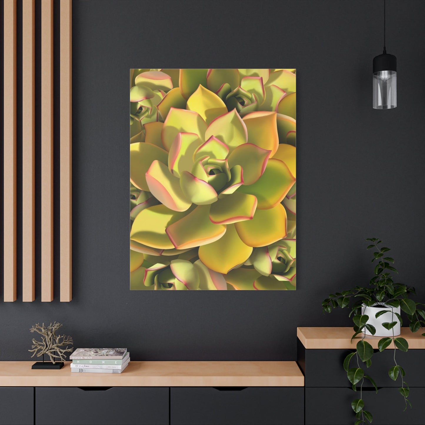 Noble Aeonium Succulent Pattern Canvas Print – Botanical Wall Art