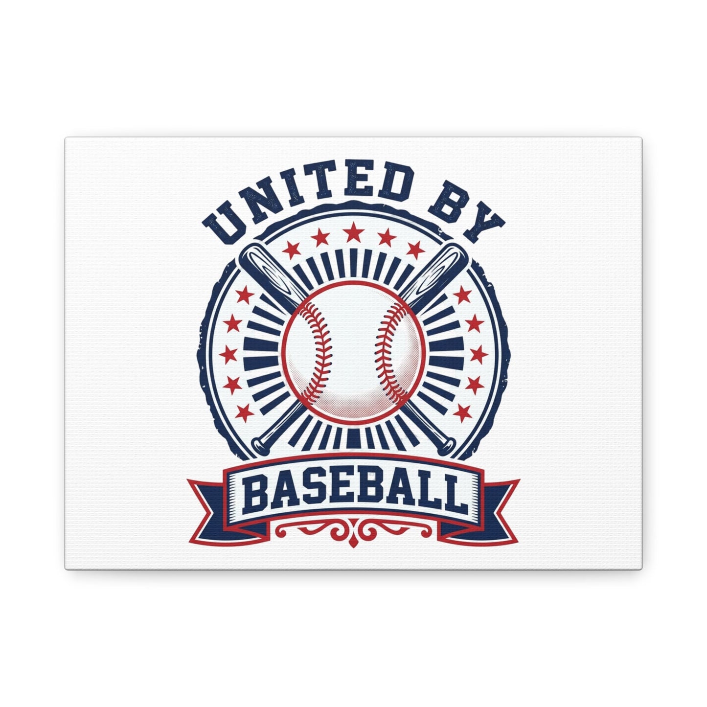 United by Baseball Canvas | Patriotic Baseball Graphic, Red White Blue Wall Art