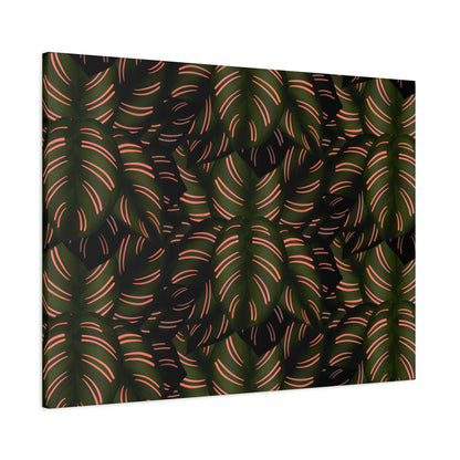 Calathea Pinstripe Pattern Canvas Print – Botanical Wall Art