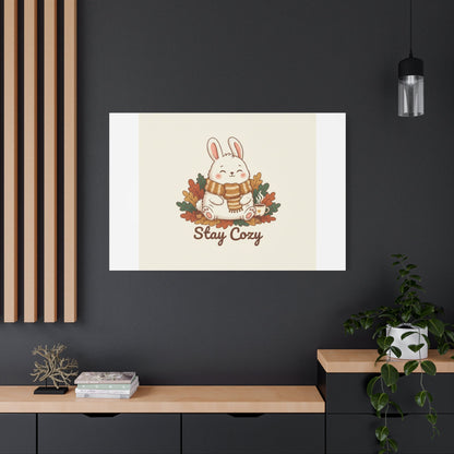 Cozy Bunny Illustration Canvas | Cute Critter Winter Forest Art