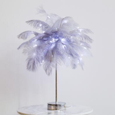 Nordic Feather Table Lamp w/ Remote Control - Dimmable LED Bedside Light