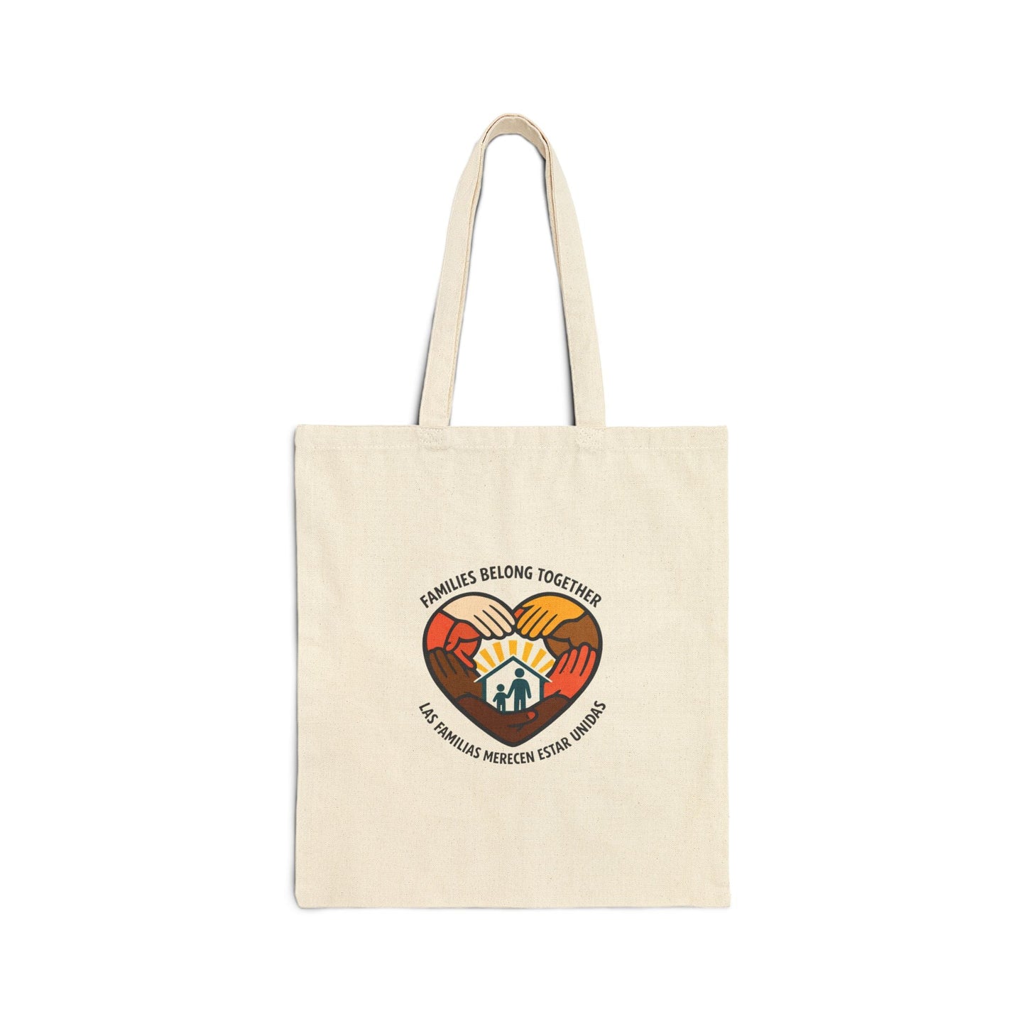 Families Belong Together Tote, solidarity family unity, immigrant rights, bilingual dignity