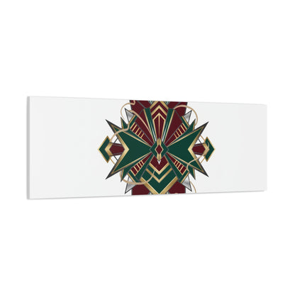 Art Deco geometric brass print Canvas | Neo-Deco chrome & gold fan motif