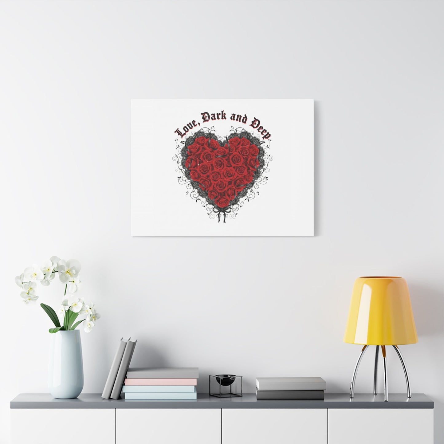 Love Dark and Deep Heart Canvas, Nu Romantic Gothic Romance, 80s Nostalgia