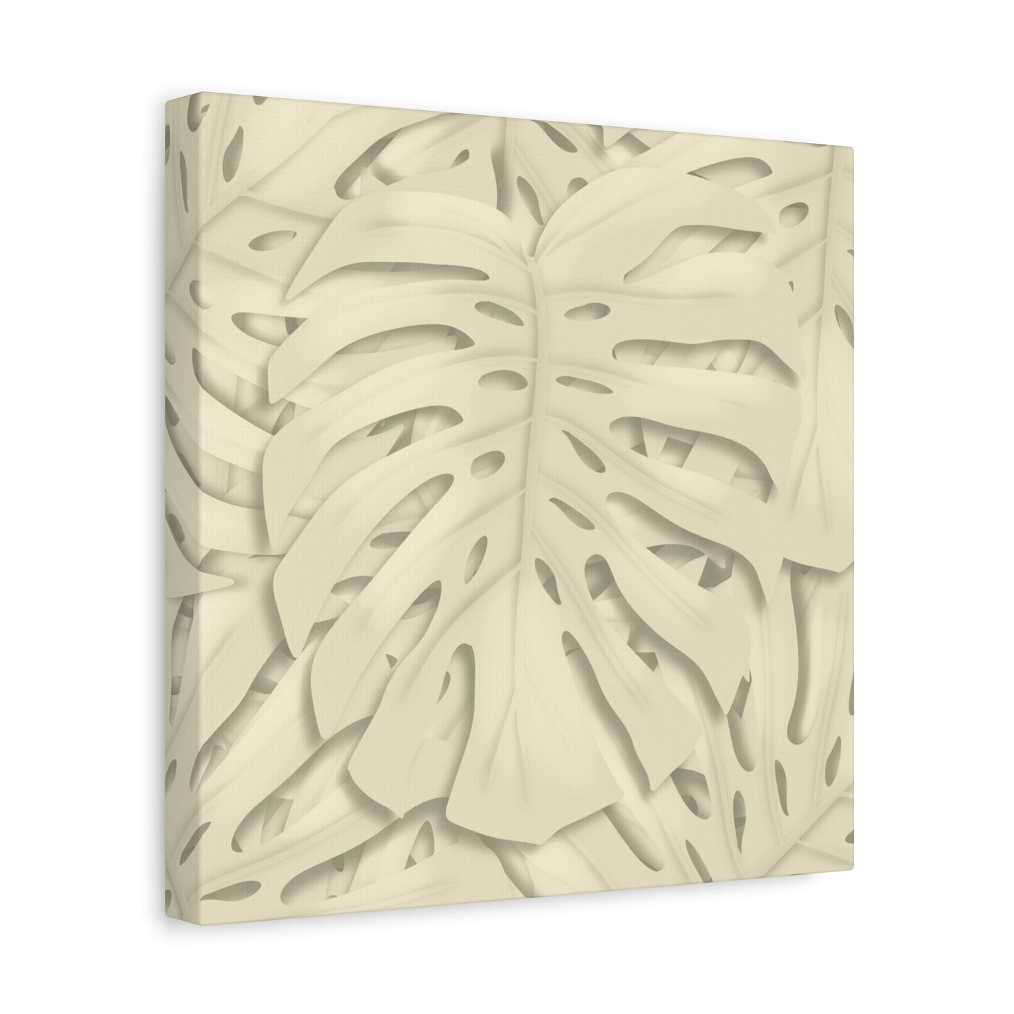 Beige Monstera Canvas Print – Botanical Wall Art