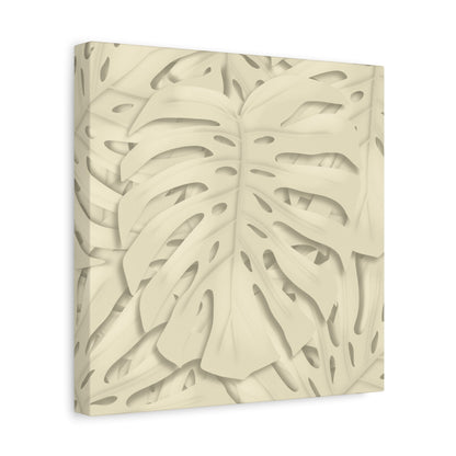 Beige Monstera Canvas Print – Botanical Wall Art