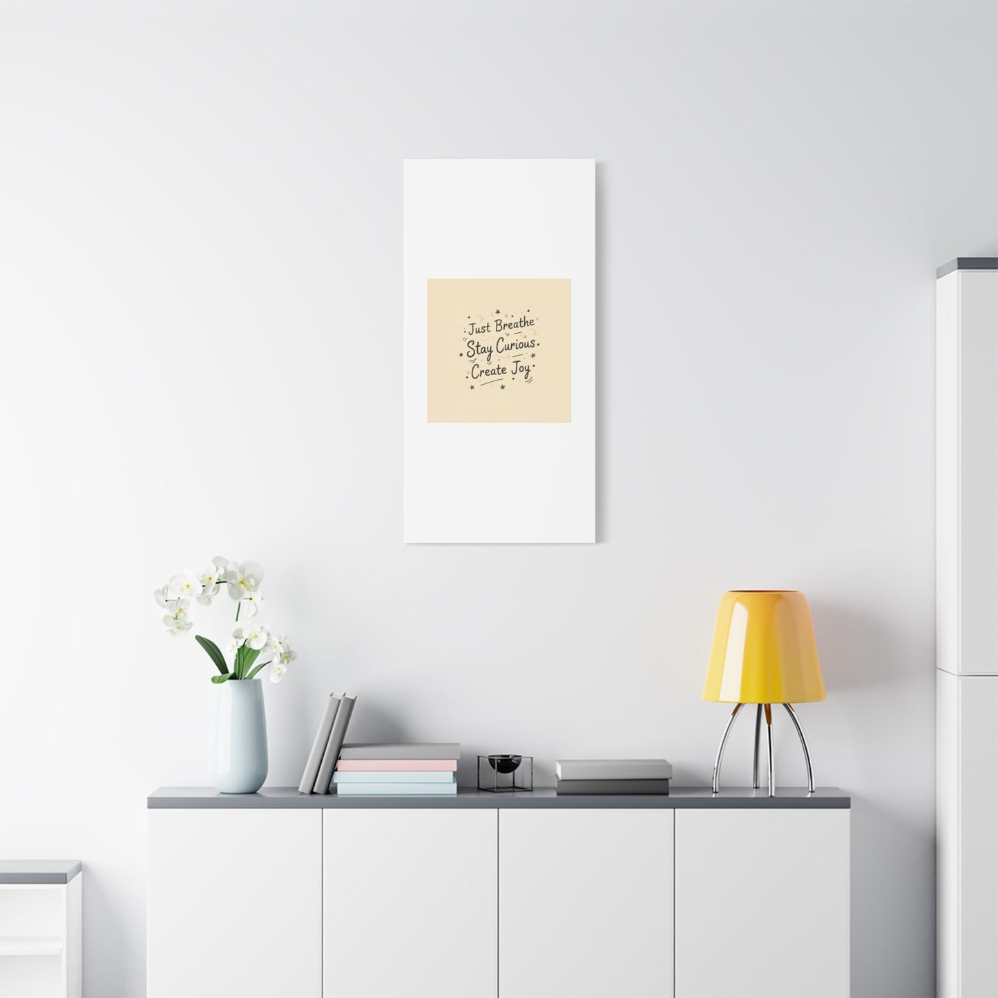 Just Breathe Stay Curious Create Joy Canvas | Messy Handwritten Typography, Doodle Text Art
