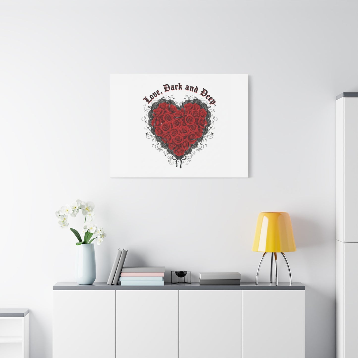 Love Dark and Deep Heart Canvas, Nu Romantic Gothic Romance, 80s Nostalgia