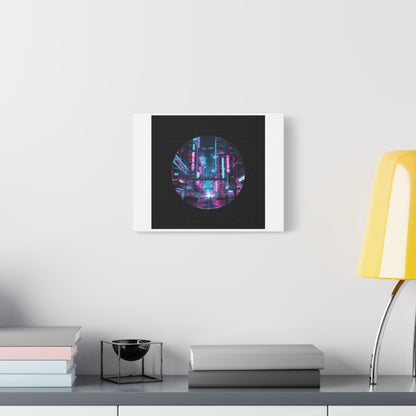 Neon Cyberpunk Cityscape Canvas | synthwave skyline, future city art