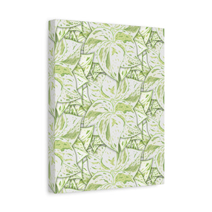 Snow Queen Pothos Pattern Canvas Print – Botanical Wall Art