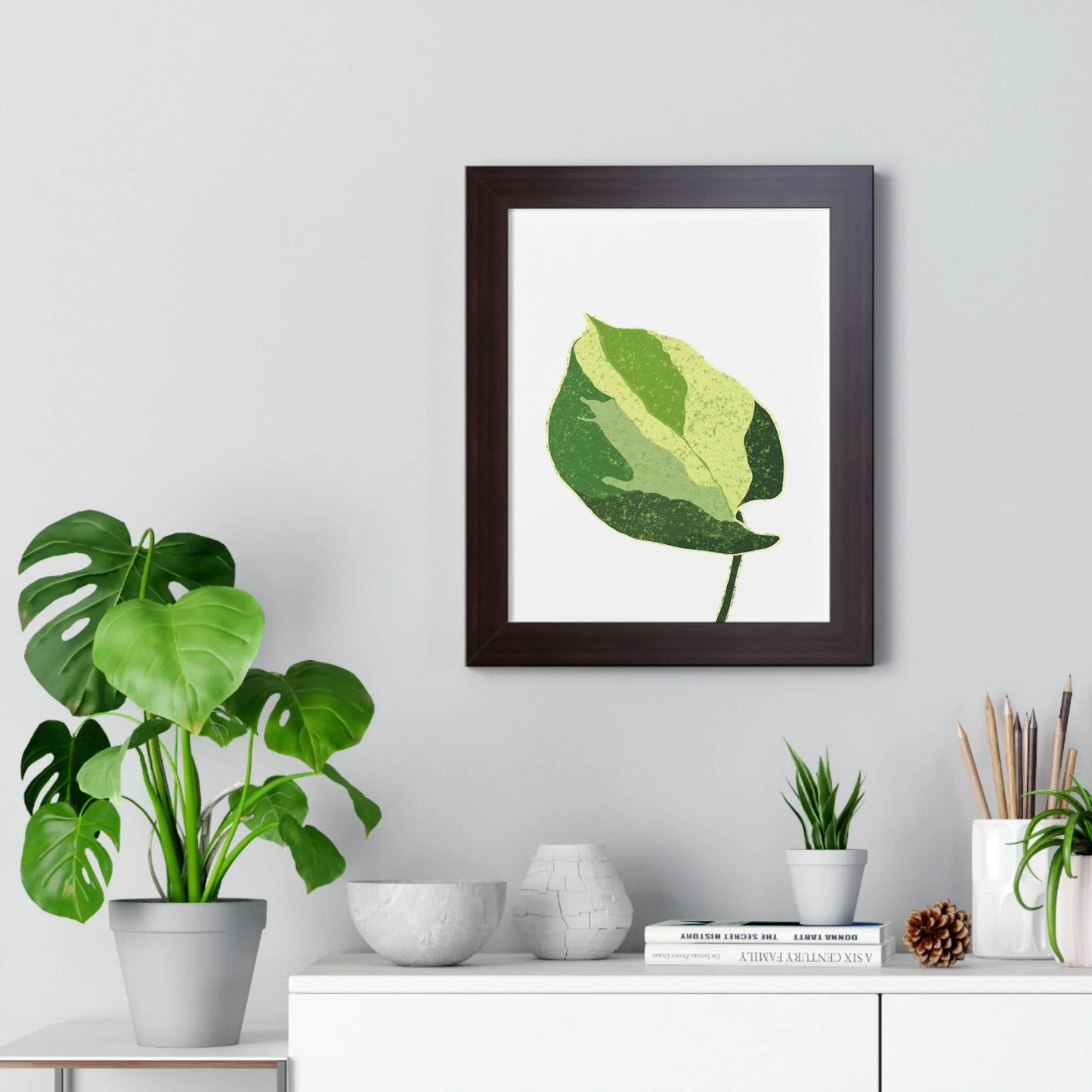 Manjula Pothos Illustrated Framed Print – Botanical Wall Art