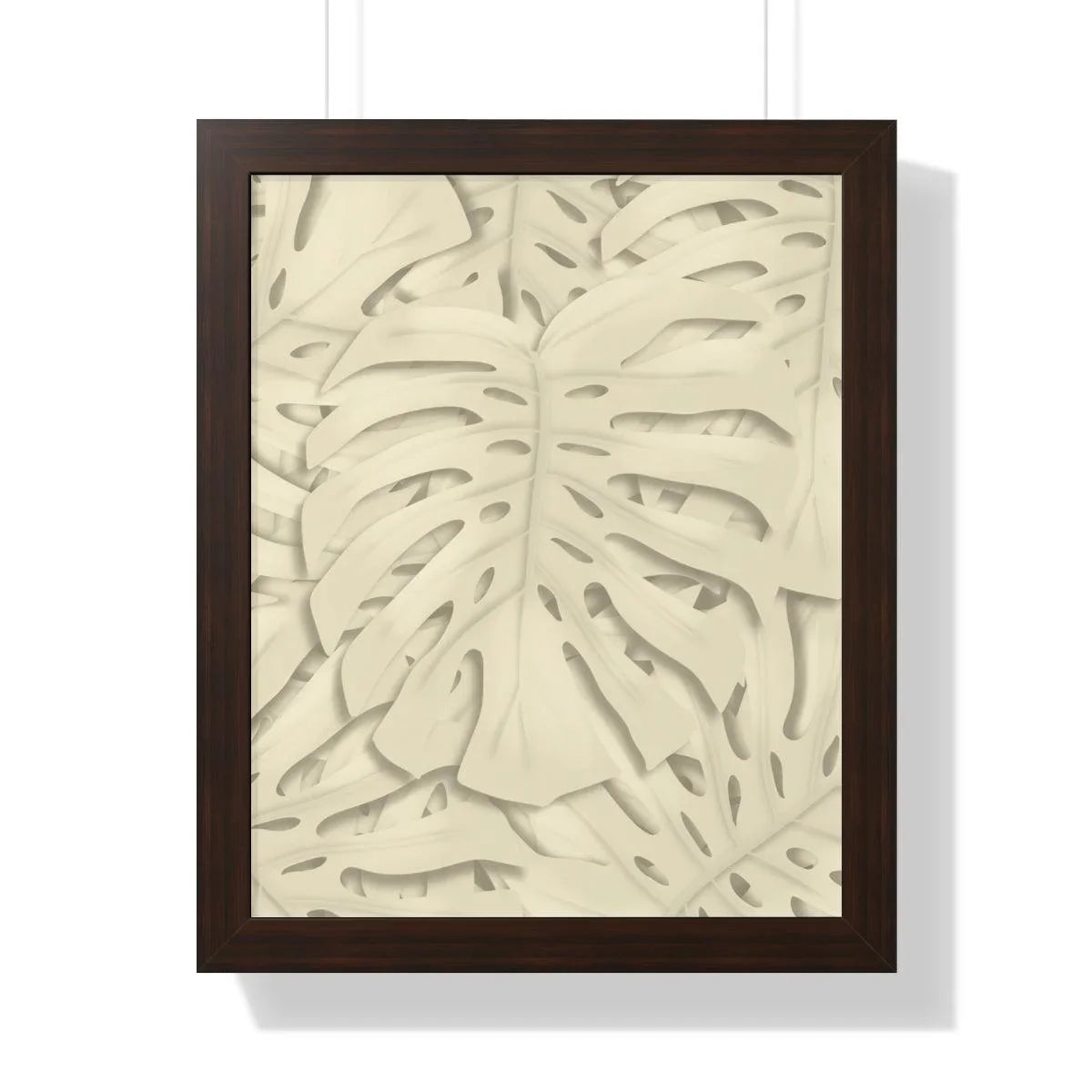 Beige Monstera Framed Print – Botanical Wall Art