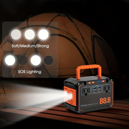 Portable Solar Generator Power Station with 30W Solar Panel & Backup Suitable for Outdoor, RV, Camping, Emergency - 24000mAh USB Portable Bank for CPAP, Laptops, Fans, Lights, for Home Use (Solar Panel Optional)