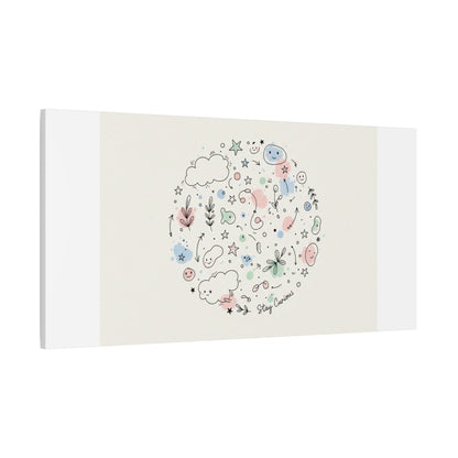 Doodle Circle Line Drawing Matte Canvas, Hand-Drawn Sketch Art