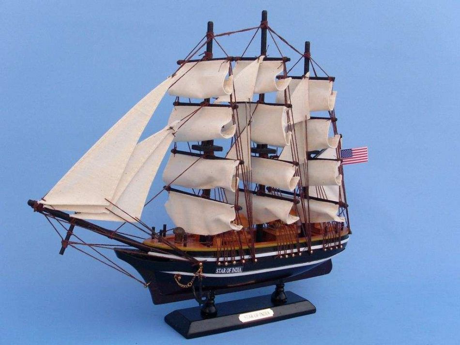 Wooden Star of India Tall Model Ship 15""