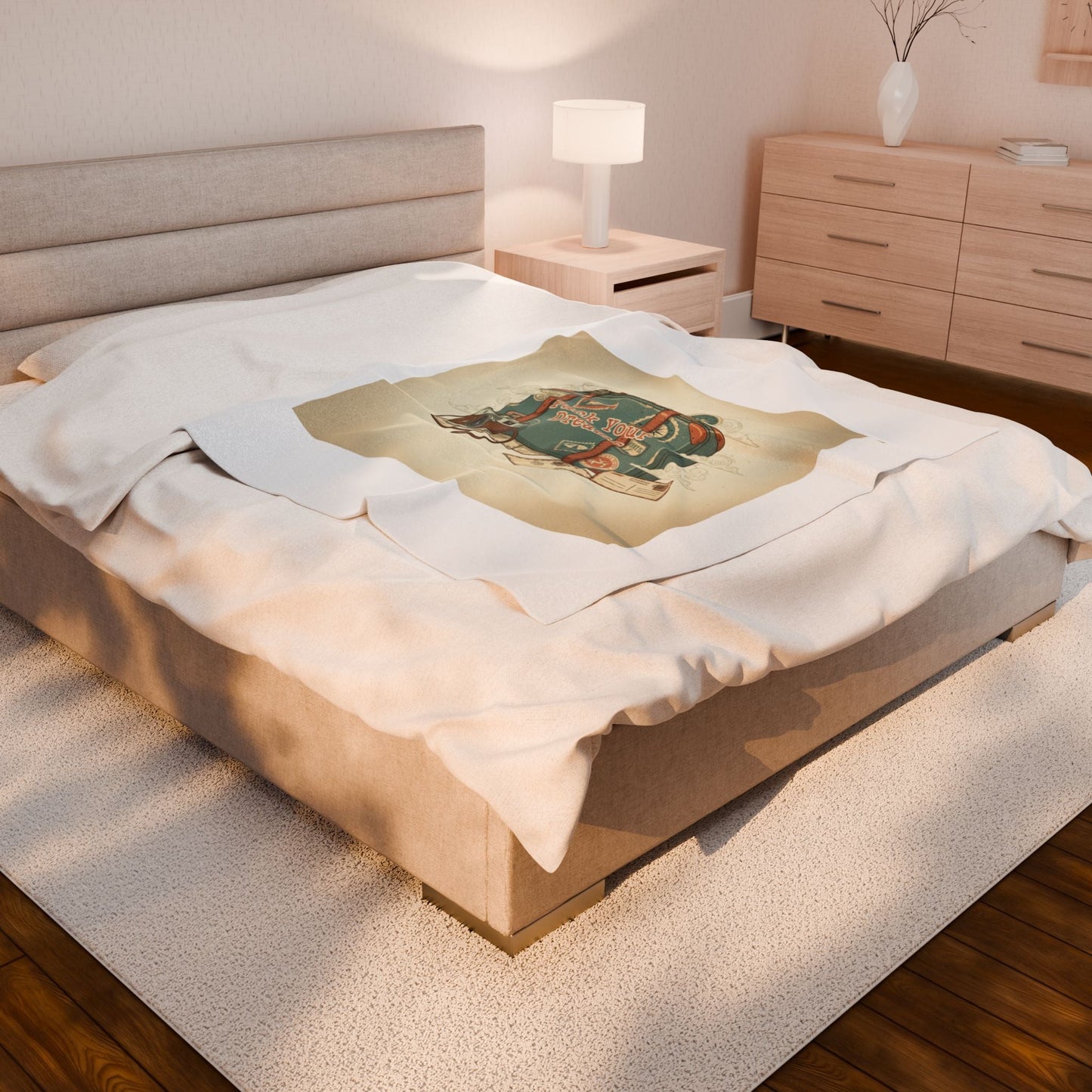 Vintage Postcard Travel Stamps Velveteen Plush Blanket | wanderlust design, passport stamp