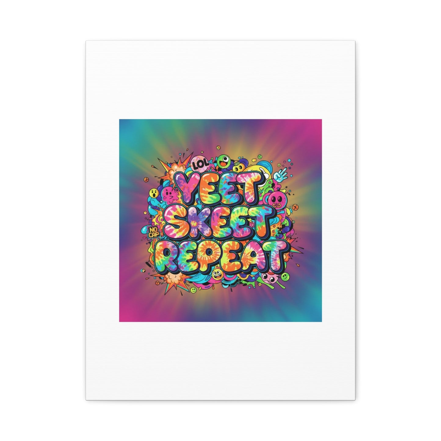 Yeet Skeet Repeat Canvas | Slogan & Glitch Graphic, Meme Phrase Wall Art