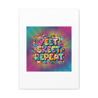 Yeet Skeet Repeat Canvas | Slogan & Glitch Graphic, Meme Phrase Wall Art