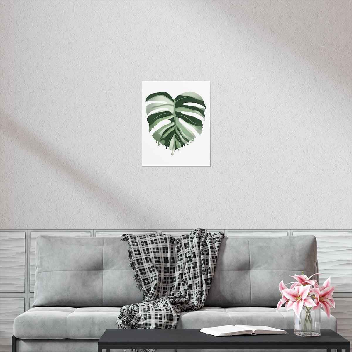 Melting Monstera Albo Botanical Print – Unframed Wall Art