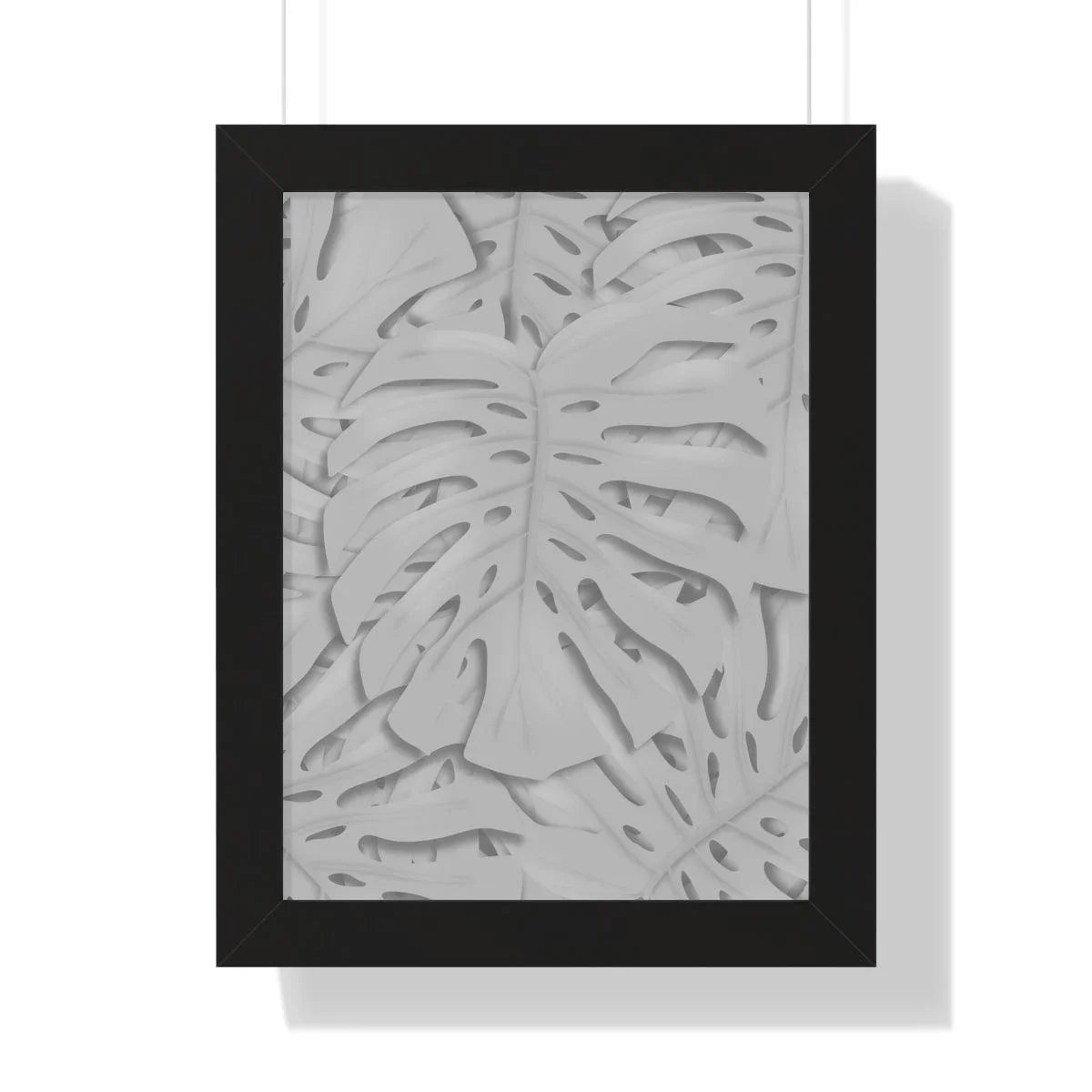 Soft Grey Monstera Framed Print – Botanical Wall Art