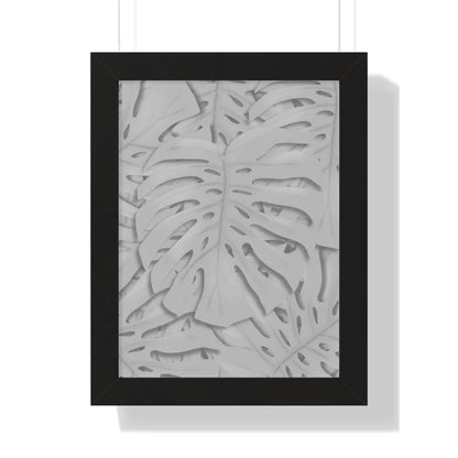 Soft Grey Monstera Framed Print – Botanical Wall Art