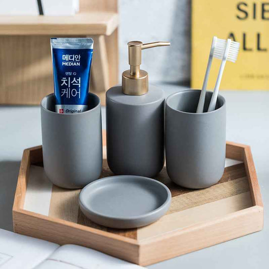Solid Color Ceramic Bathroom Four-piece Set