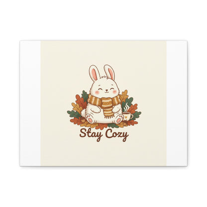 Cozy Bunny Illustration Canvas | Cute Critter Winter Forest Art