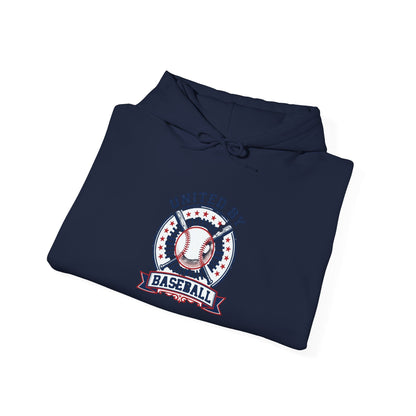United by Baseball Hoodie | patriotic baseball graphic, vintage ballpark aesthetic