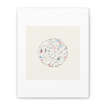 Doodle Circle Line Drawing Matte Canvas, Hand-Drawn Sketch Art