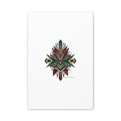 Art Deco geometric brass print Canvas | Neo-Deco chrome & gold fan motif
