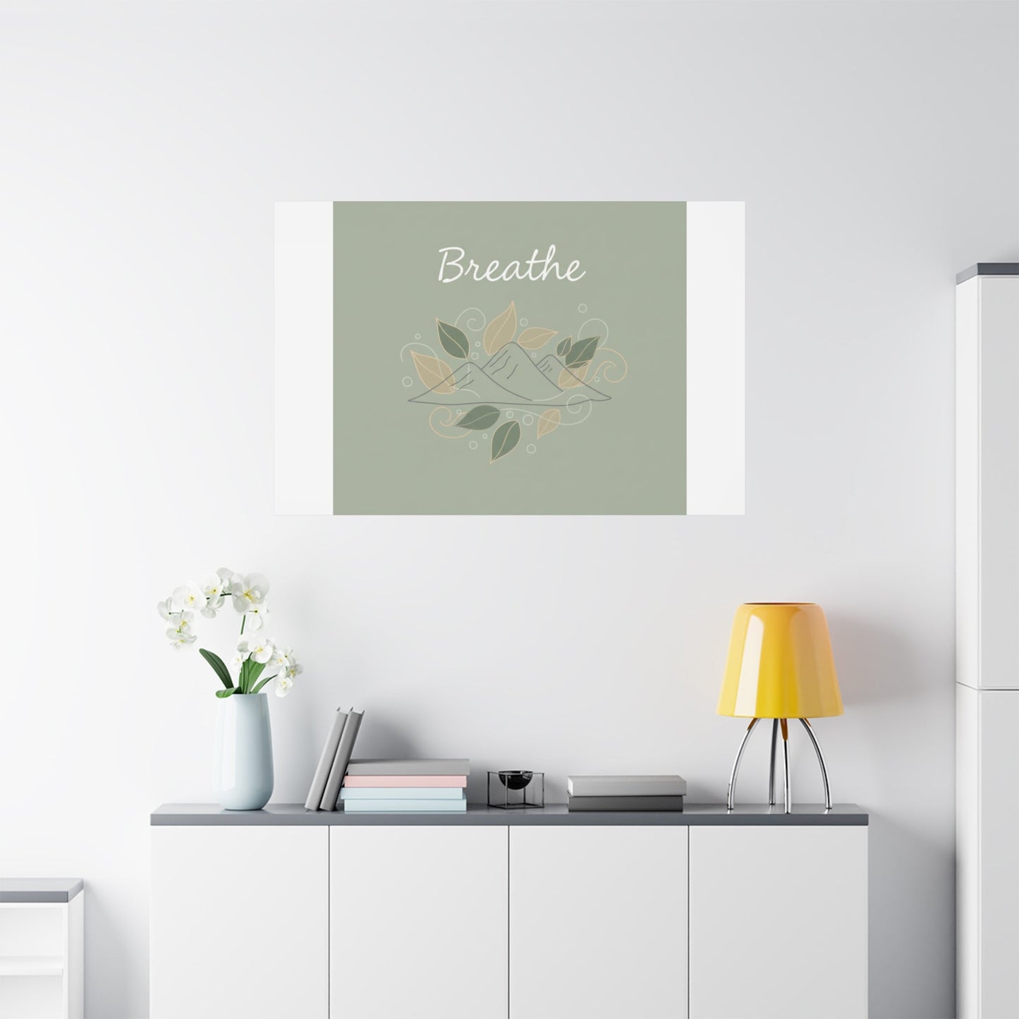 Breathe Mountain Line Canvas | Nature Symbols, Minimal Forest Wall Art
